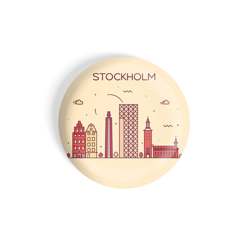 dhcrafts Round Fridge Magnet Brown Color Stockholm Glossy Finish Design Pack of 1 (58 mm)